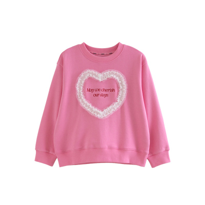 ILOVEJ女童蕾丝爱心粉色卫衣