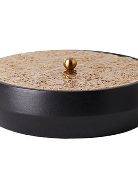 印度进口新中式芒果木黑色收纳罐