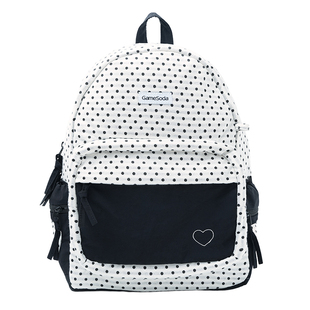 电玩汽水针织爱心波点双肩包女生大学生通勤电脑书包旅游轻便背包