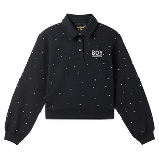 【琥珀流光】BOYLONDON烫钻POLO领百搭春季男女款无帽卫衣W03903