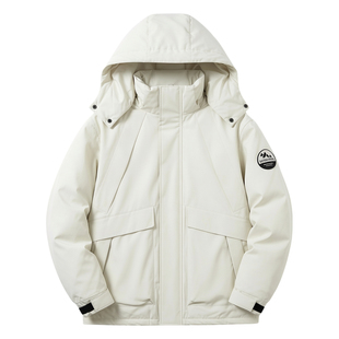 青少年连帽可拆卸羽绒服男冬季加厚保暖外套男款冲锋衣工装鸭绒服