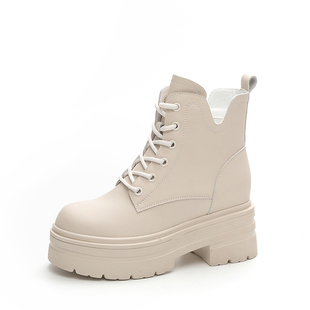 10cm小个子内增高马丁靴女真皮2025秋冬新款厚底高跟短靴加绒靴子