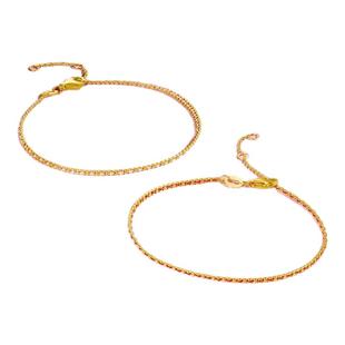 周六福黄18K金红绳手链多彩金女叠戴如意手绳转运新年礼物