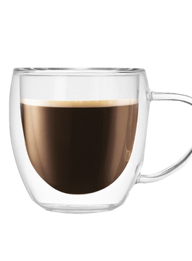 双层咖啡杯耐热玻璃透明带把杯子