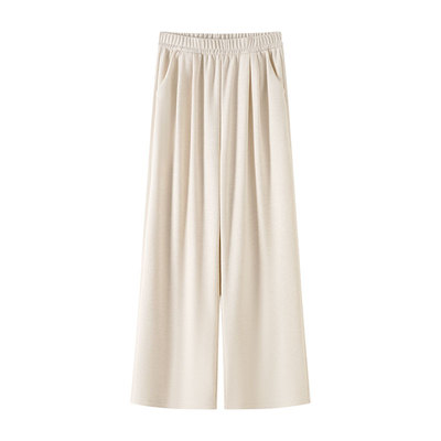 白色加绒糯米裤女秋冬窄版直筒裤