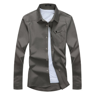 长袖衬衫男2025秋季新款纯棉修身韩版潮流衬衣服男装外套休闲寸衫