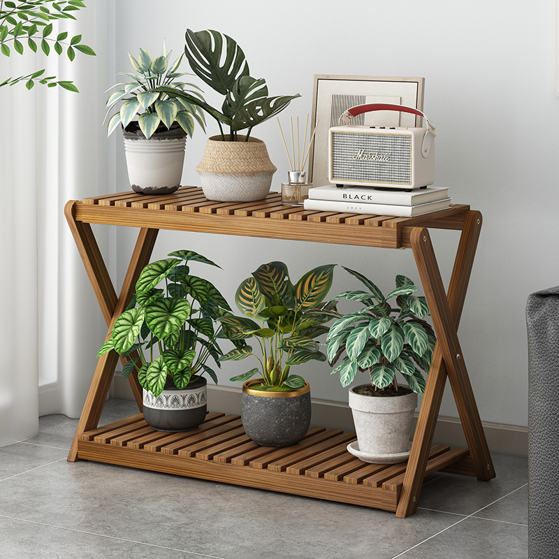 实木花架多层家用落地式植物盆景架客厅阳台木花架子置物架免安装