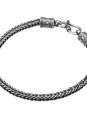 GDE男士纯银做旧复古龙骨手链