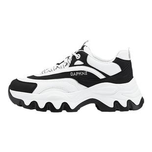 达芙妮老爹鞋女款2025新款冬增高鞋子女厚底黑色女鞋休闲运动鞋子