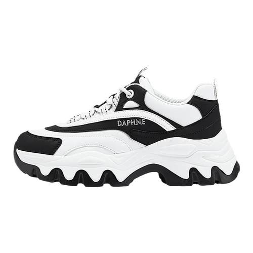 达芙妮老爹鞋女款2025新款冬增高鞋子女厚底黑色女鞋休闲运动鞋子