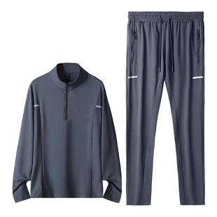 运动套装男士跑步训练服春季健身房衣服速干长袖长裤专业晨跑新款