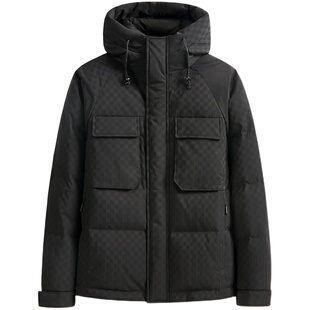 反季金盾男士高端羽绒服中青年棋盘格青春时尚防寒保暖连帽外套潮