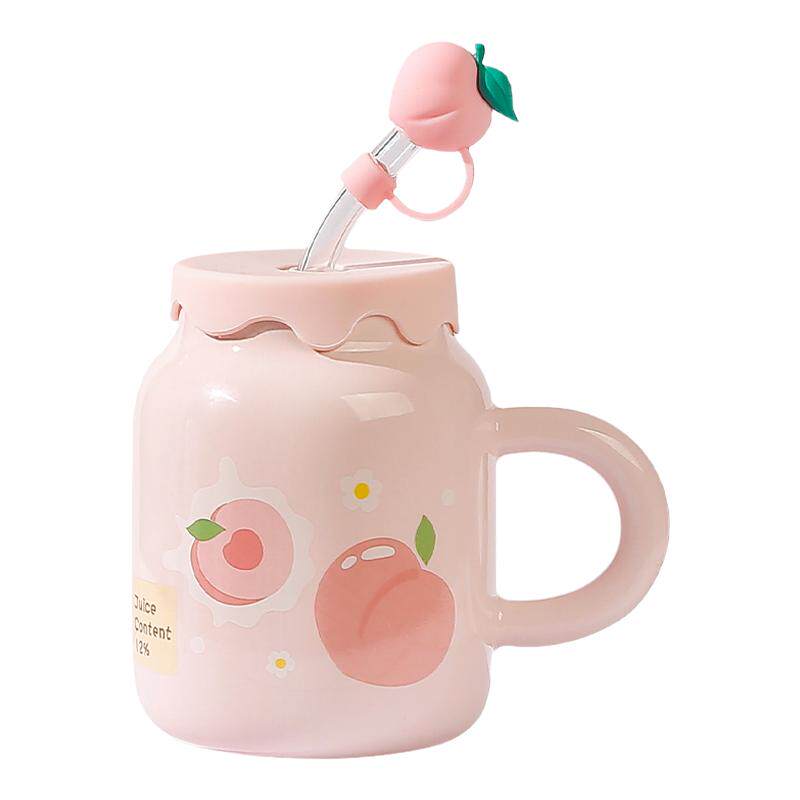 isn风高颜值陶瓷马克杯带盖防烫可爱创意网红高级吸管杯水杯女生