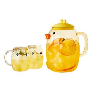 玻璃冷水壶卡通家用耐高温茶壶大容量凉白开水杯凉水壶扎壶高硼硅