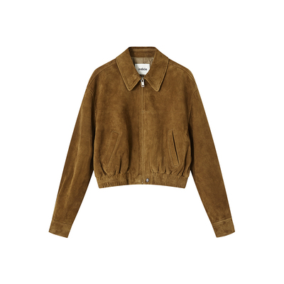 indicia标记商场同款复古翻领老钱风羊皮革短夹克外套F2D4PY761F