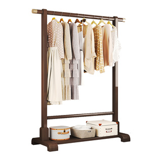 家用挂衣架落地卧室床边实木简易衣帽架现代简约房间挂衣服的架子
