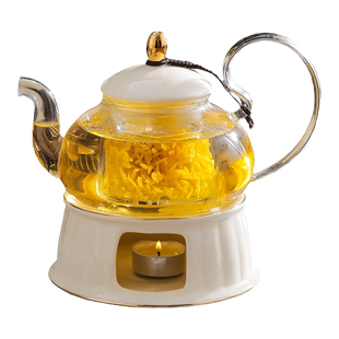 下午茶具花茶壶茶杯套装家用煮茶养生壶蜡烛加热泡茶壶玻璃耐高温