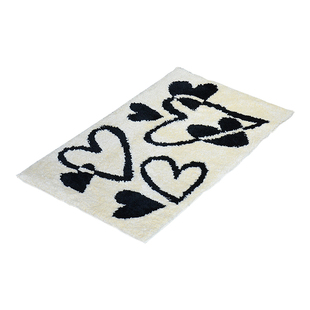 oakliving爱心簇绒地垫北欧风可爱家用卧室客厅卫浴黑白心形地毯