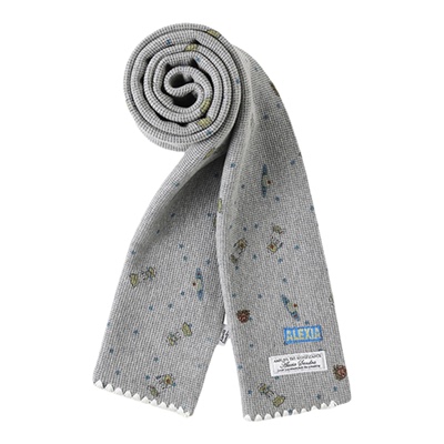 小兔当家绣花边全棉围巾女