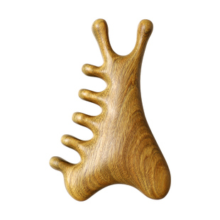 天然绿檀木四合一多功能按摩梳子头皮经络脱发防梳头部疗疏通神器