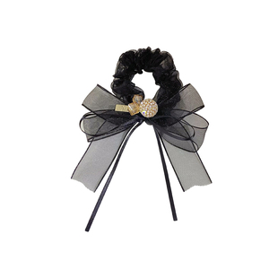 简约气质扎丸子头绳飘带发圈高级感头饰品皮筋网纱水钻蝴蝶结发绳