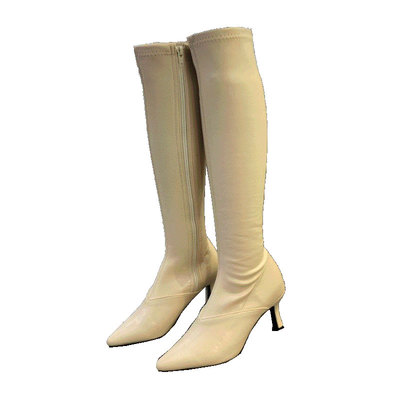 韩国新款马丁过膝骑士白色长靴子