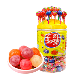 一桶装【真知棒】水果什锦味棒棒糖共108支