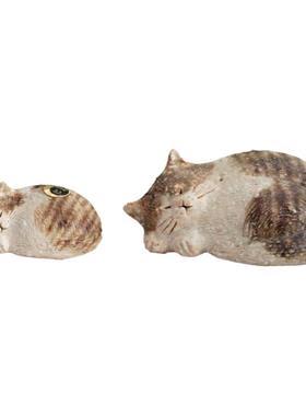 日本信乐烧陶土猫咪动物家居装饰