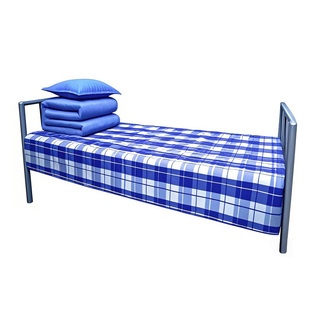 学校蓝白格子床单蓝色被罩枕套大学生单人宿舍上下铺三件套90cm床