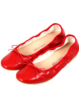 韩国手工鞋红色法式棕芭蕾舞平底鞋