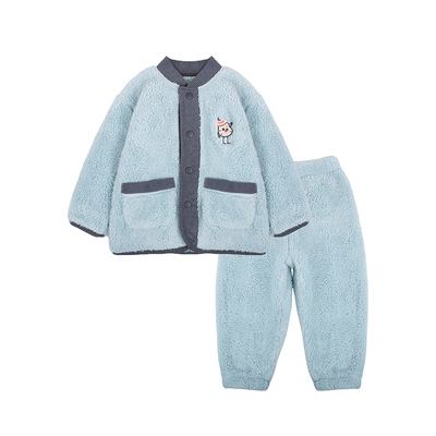 儿童珊瑚绒睡衣男童加厚家居服冬2025冬季新款男宝a类加绒居家服