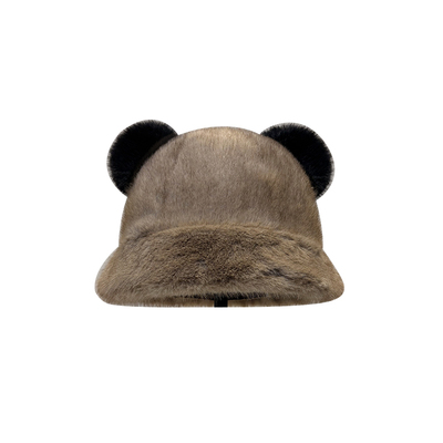 可爱小熊毛绒帽女2025新款冬季