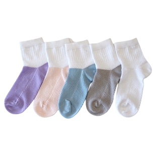 儿童小学生袜子纯棉白色薄袜网眼防臭运动袜100%棉男童女童无骨袜