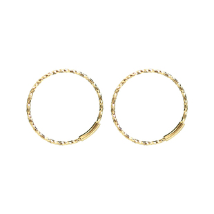 白小C韩国进口黄金14K金耳环耳饰超美纤细闪闪拧麻花素圈纯金耳环