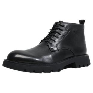 牛皮男士马丁靴2025秋冬新款高帮皮鞋软底系带切尔西靴男款真皮靴