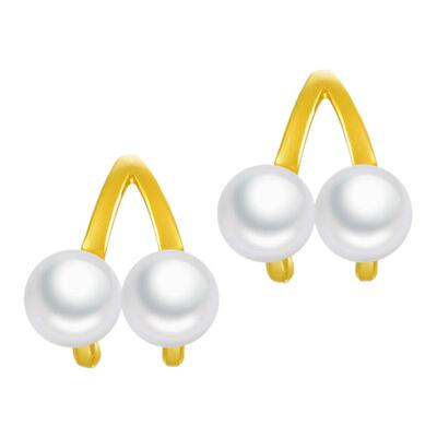 justgold镇金店鎏光黄金足金耳环耳钉（含耳堵）1329821Y