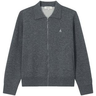 【新品】100%绵羊毛BEANPOLE滨波秋冬女士通勤格雷系拉链开衫毛衣