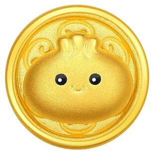 潮宏基小笼包黄金串珠足金转运珠小龙包生肖5D硬金本命年可转动