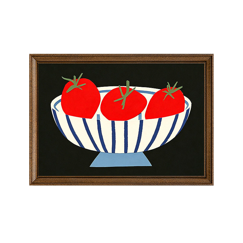 中古风番茄插画包豪斯客厅挂画
