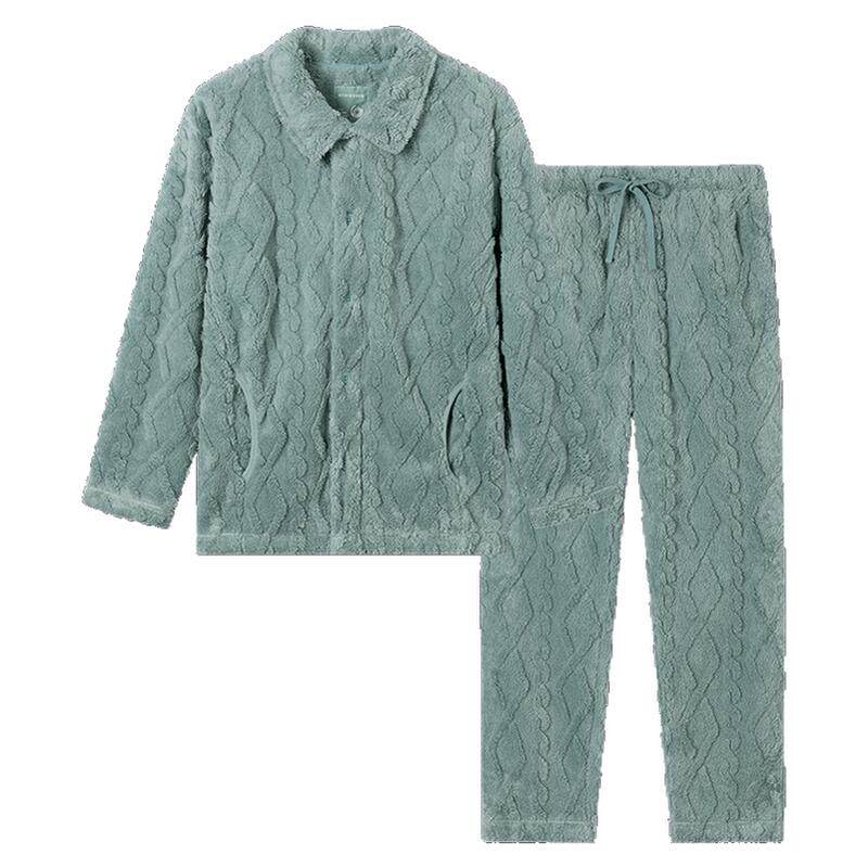 舒雅提花舒棉绒男士家居服套装