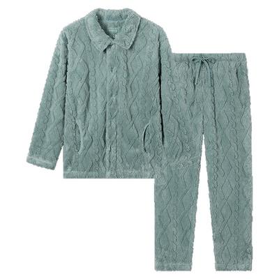 舒雅提花舒棉绒男士家居服套装