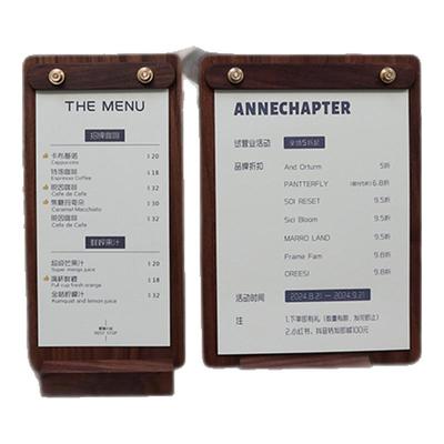 菜单展示牌黑胡桃木菜单夹咖啡馆茶馆价格立牌菜单排版设计打印