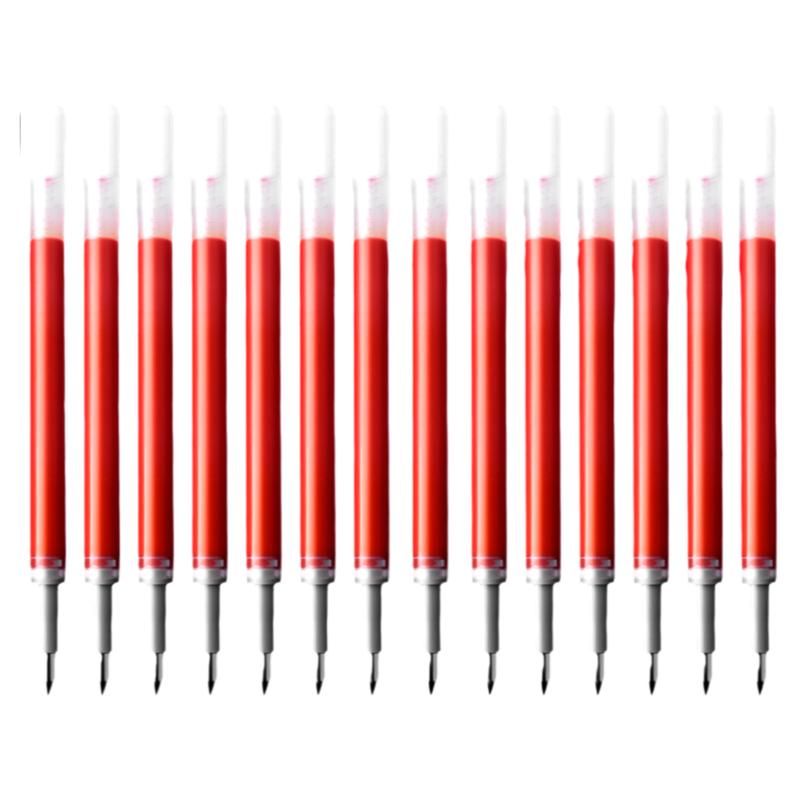 红笔芯按动式学生用老师专用红色笔芯0.5子弹头st头中性笔芯碳素笔红替芯教师用批改试卷作业圆珠笔按压笔心