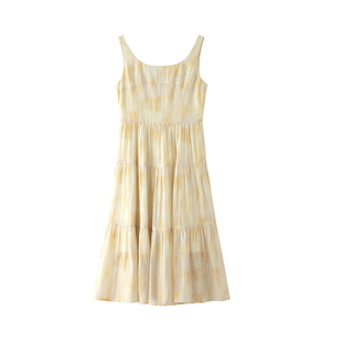 LAGOGO海边度假沙滩连衣裙女拉谷谷2026春新款法式鹅黄色吊带裙子