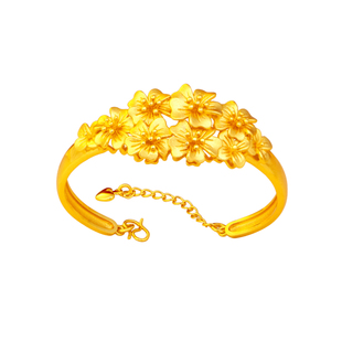 仿黄金花团锦簇手镯女订婚新娘婚嫁系列套装备婚假三金摆台道具