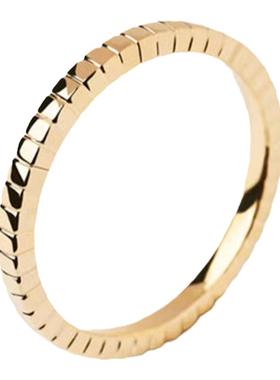 PD轻奢方块光身叠戴银镀18K戒指