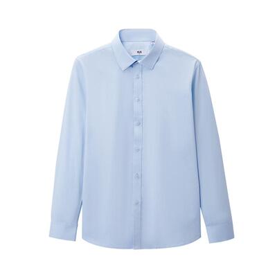 HLA/海澜之家长袖衬衫浅蓝色免烫正装大码衬衣舒适通勤商务外套男