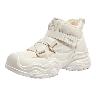 骆驼女鞋2025年冬季新款棉鞋厚底丑萌雪地靴女款加绒保暖棉鞋女鞋