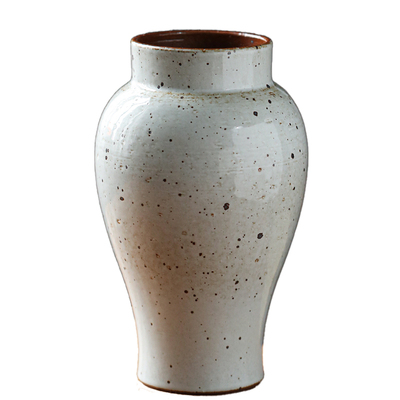 手工复古粗陶宽口梅瓶水培