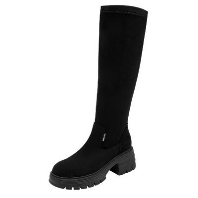 奥卡索英伦风长筒靴厚底筒